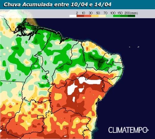 ZCIT CONTINUA ATIVA SOBRE COSTA NORTE DO NORDESTE; SERGIPE E BAHIA SEM PREVISÃO DE CHUVA