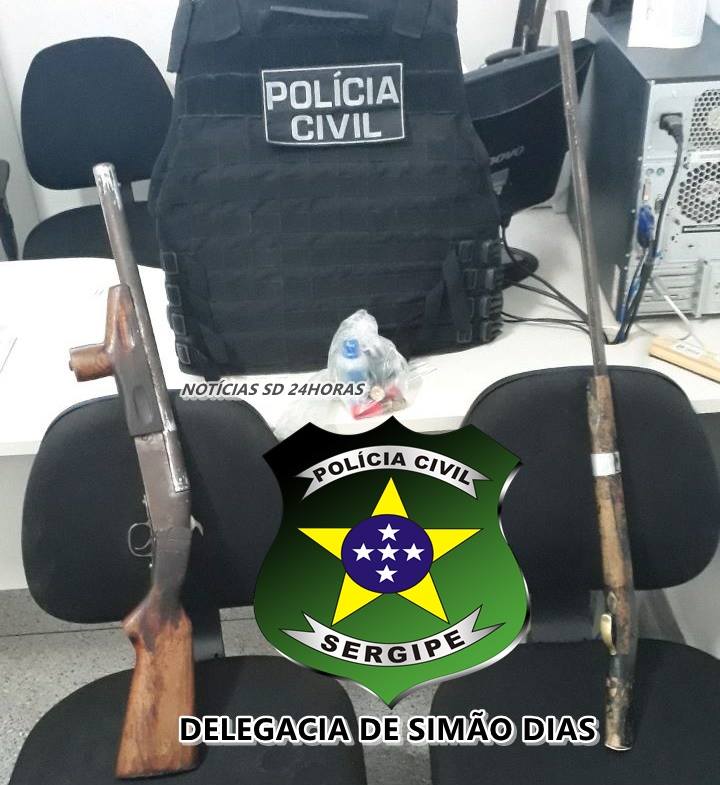 POLÍCIA CIVIL DE SIMÃO DIAS EFETUA PRISÃO E APREENDE ARMAS DE FOGO