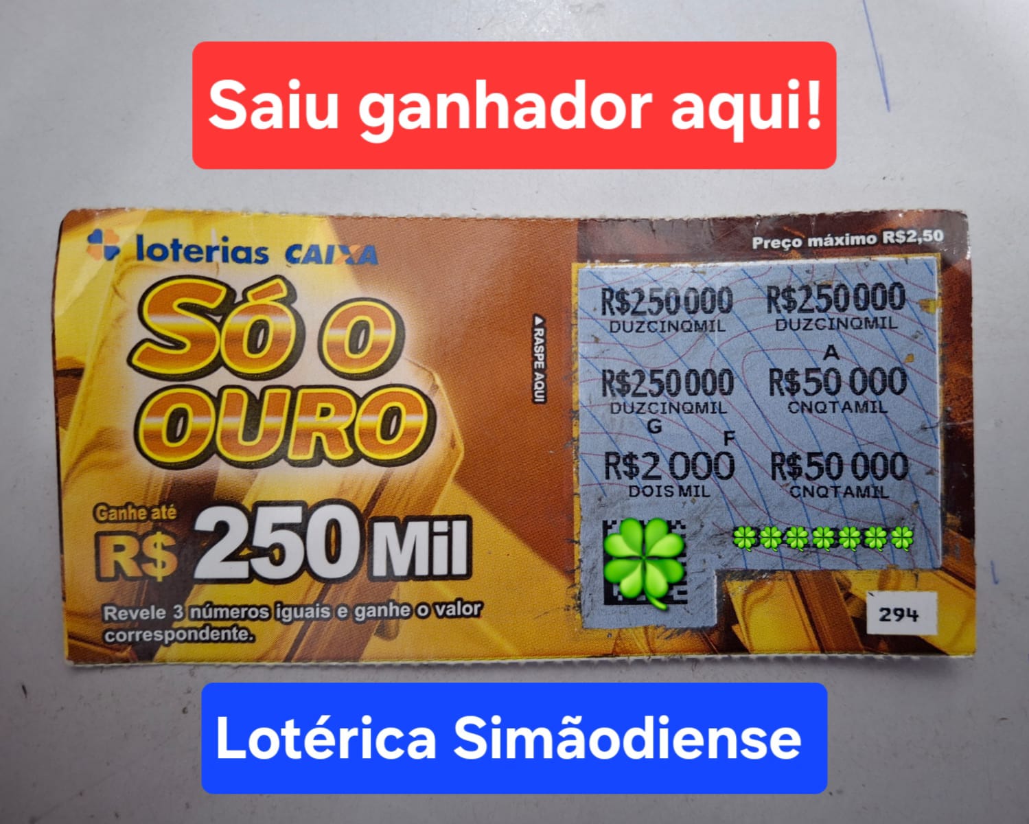 SIMÃO DIAS: APOSTADOR GANHA PRÊMIO DE R$ 250 MIL