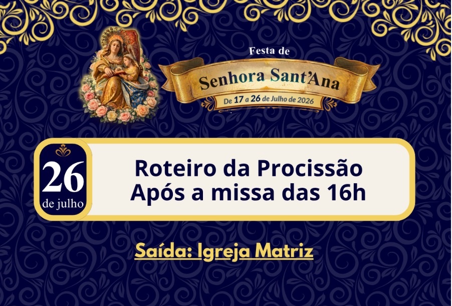 CONFIRA O PERCURSO DA PROCISSÃO DE ENCERRAMENTO DA FESTA DA PADROEIRA
